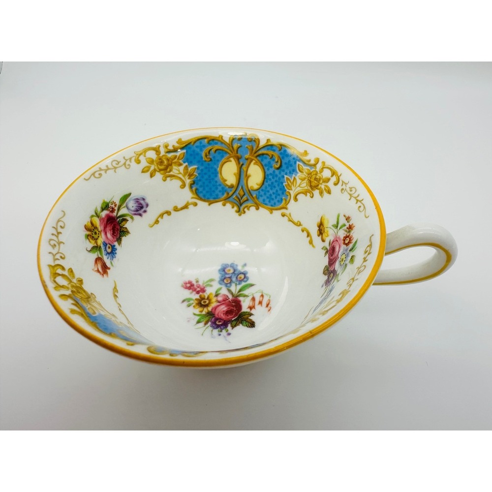 Grosvenor China Denbigh Tea Cup Vintage English Bone China Blue Floral Gold Trim
